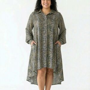 Step In Style Olive & Black Zebra Print Blouse